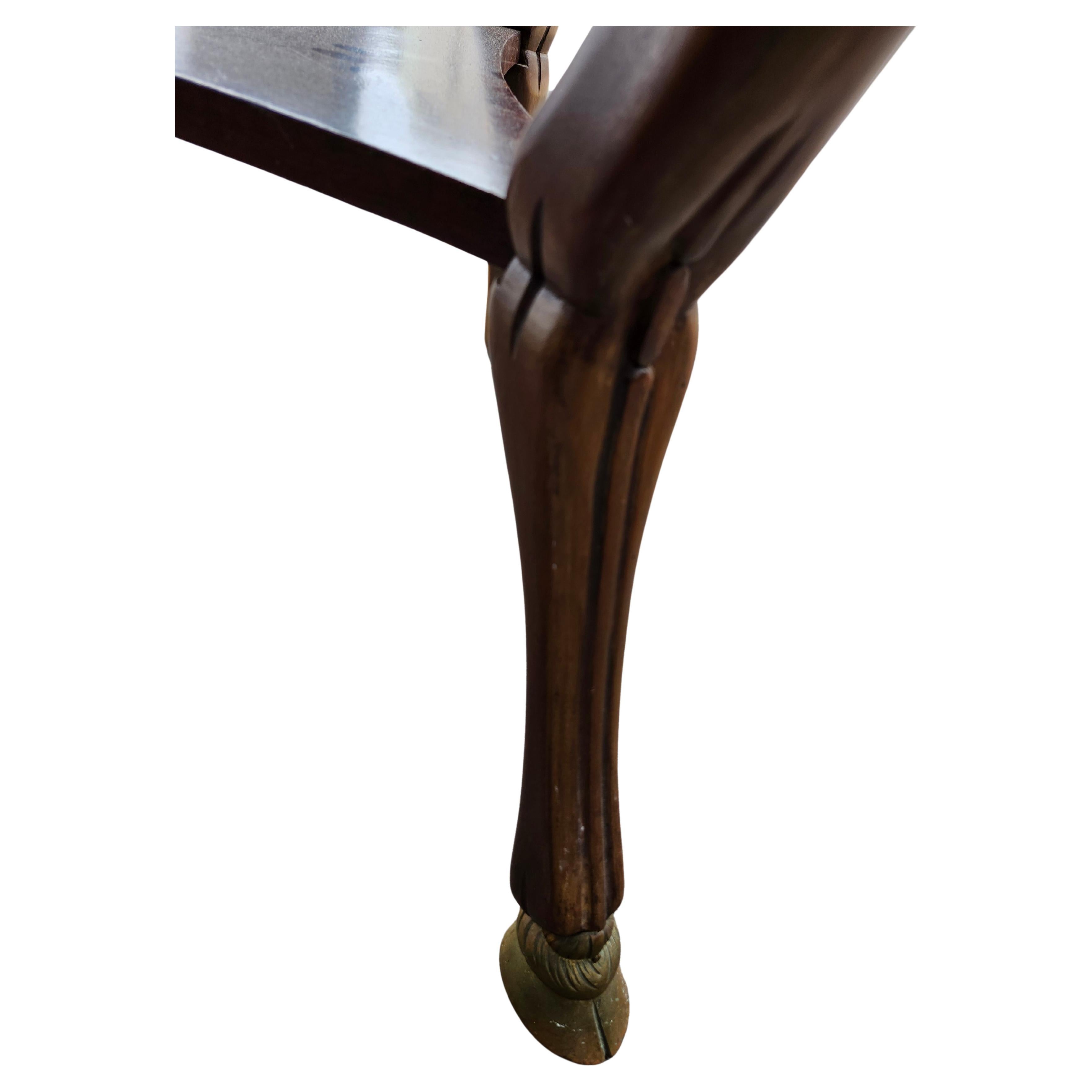 Carved Mahogany & Carrara Marble Top Center Table W Bronze Hoof Feet Pierced Gallery For Sale