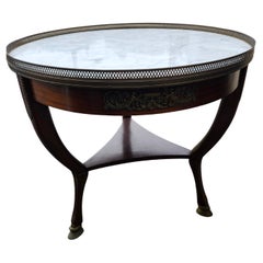 Mahogany & Carrara Marble Top Center Table W Bronze Hoof Feet Pierced Gallery