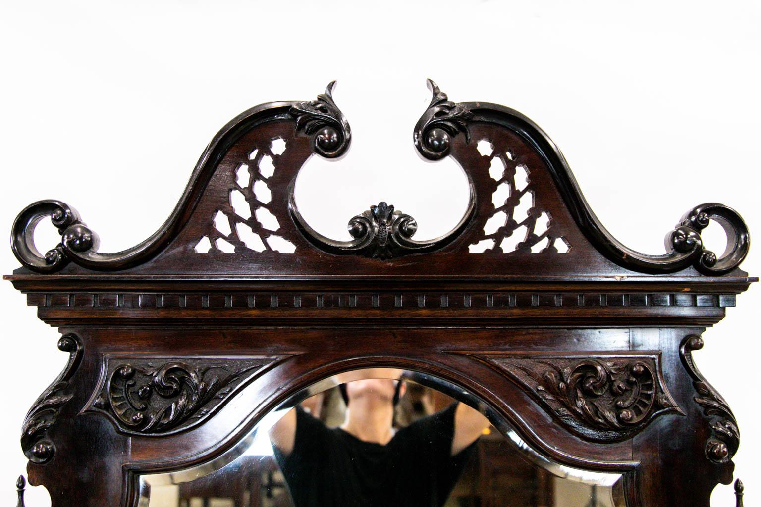 Hand-Carved Mahogany Carved English Dressing Chest For Sale