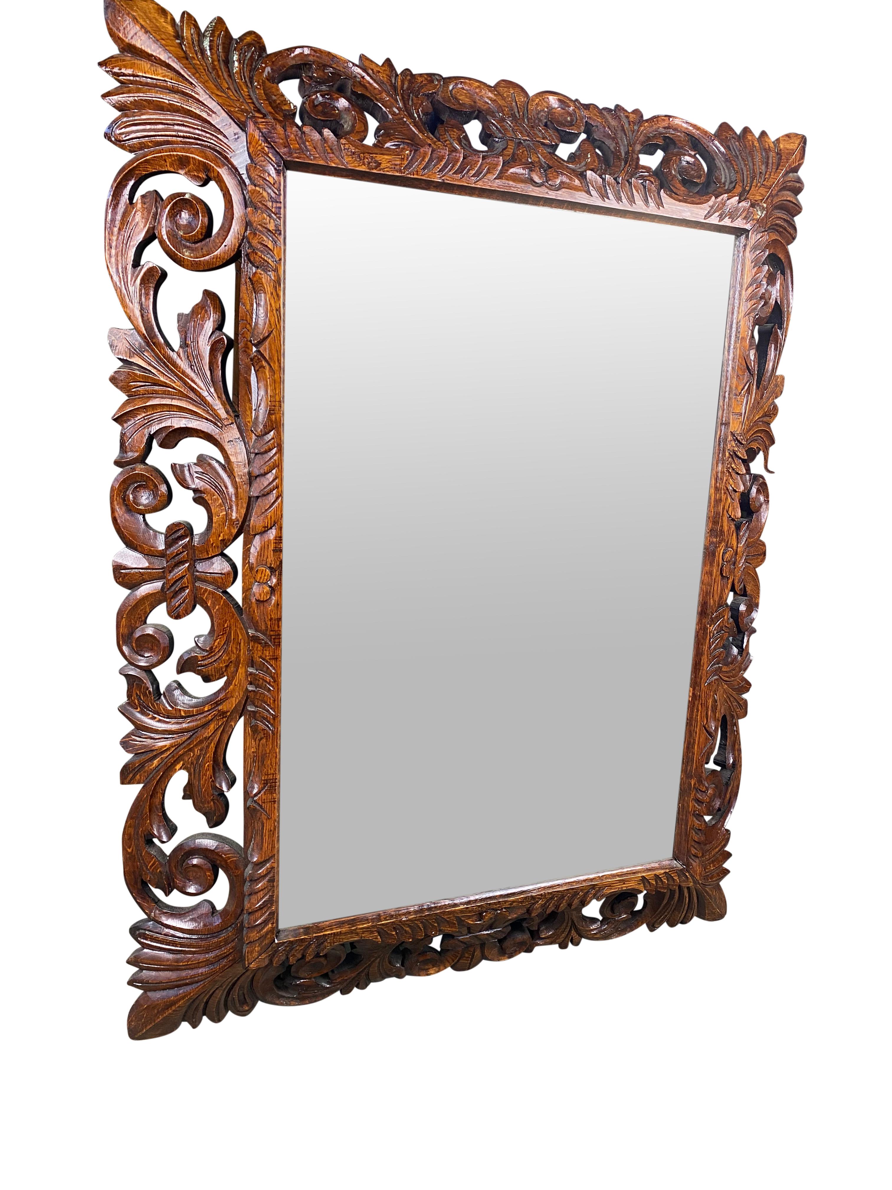 Edwardian Mahogany Carved Mirror, 19th Century For Sale