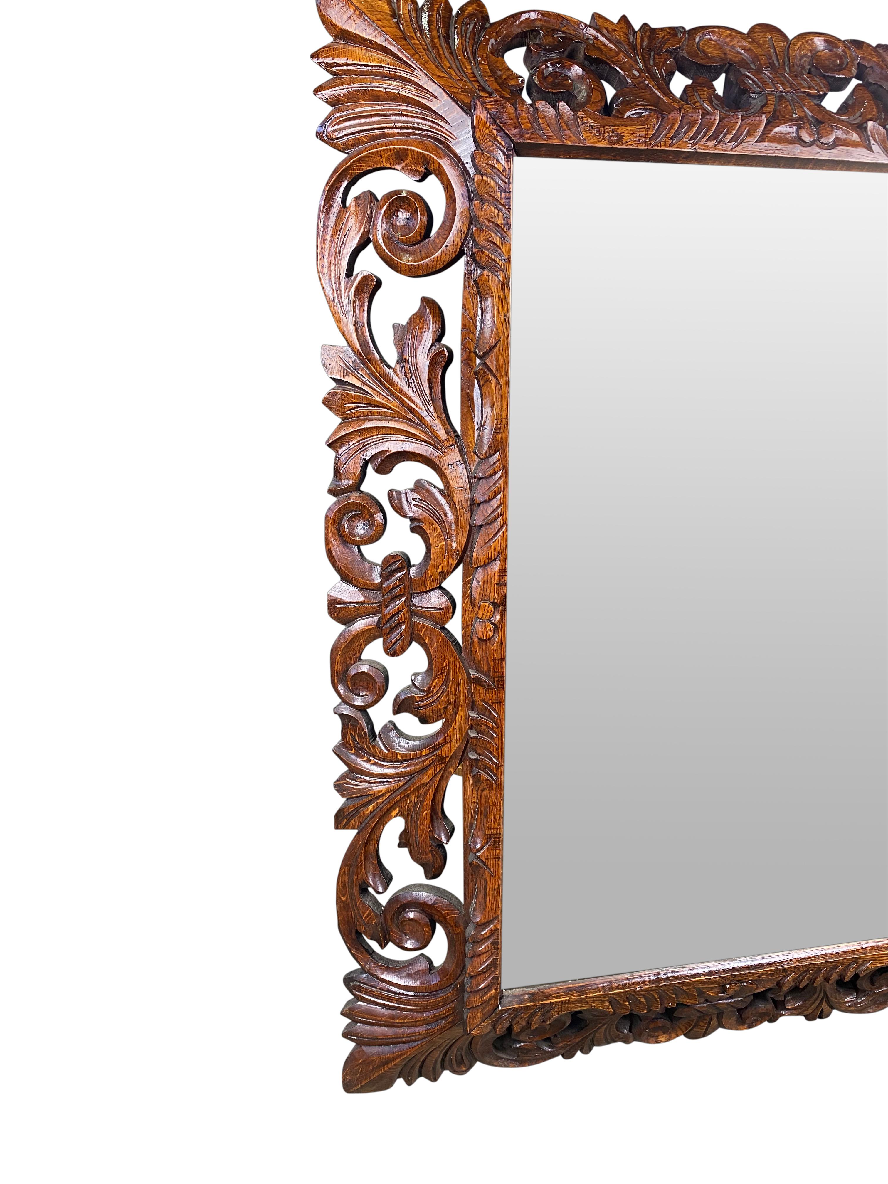 Mahogany Carved Mirror, 19th Century For Sale 1