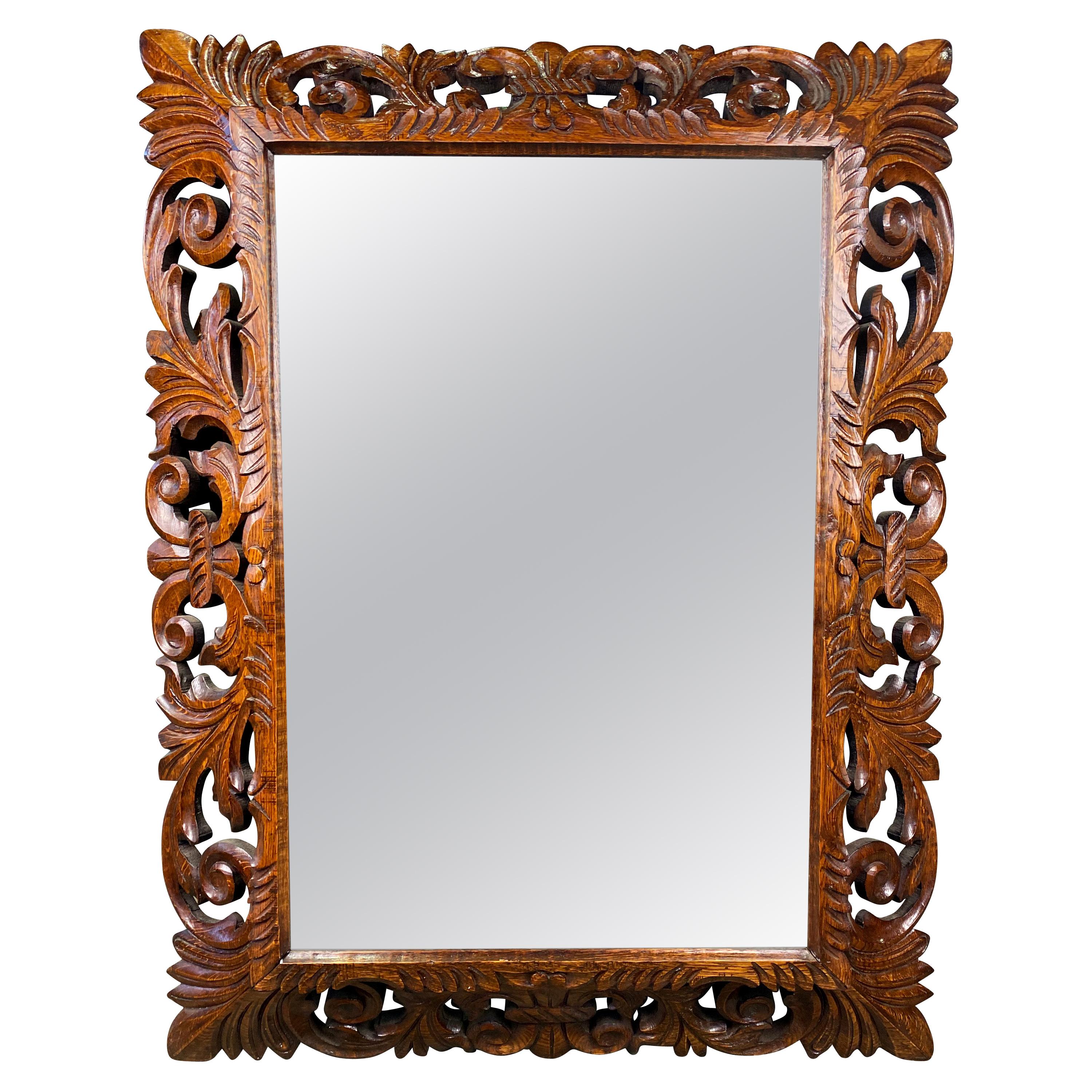 Mahogany Carved Mirror, 19th Century For Sale