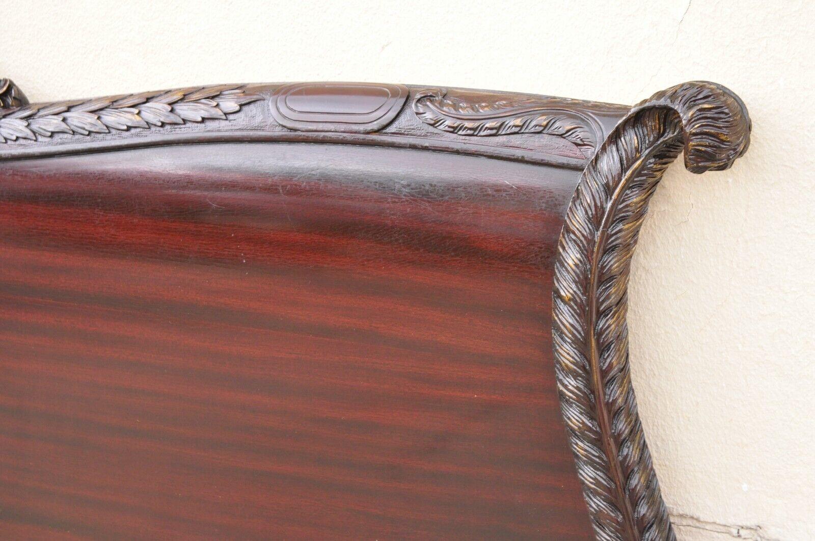 Mahogany Carved Plume Feather Prince of Wales King Size Bed Headboard 5