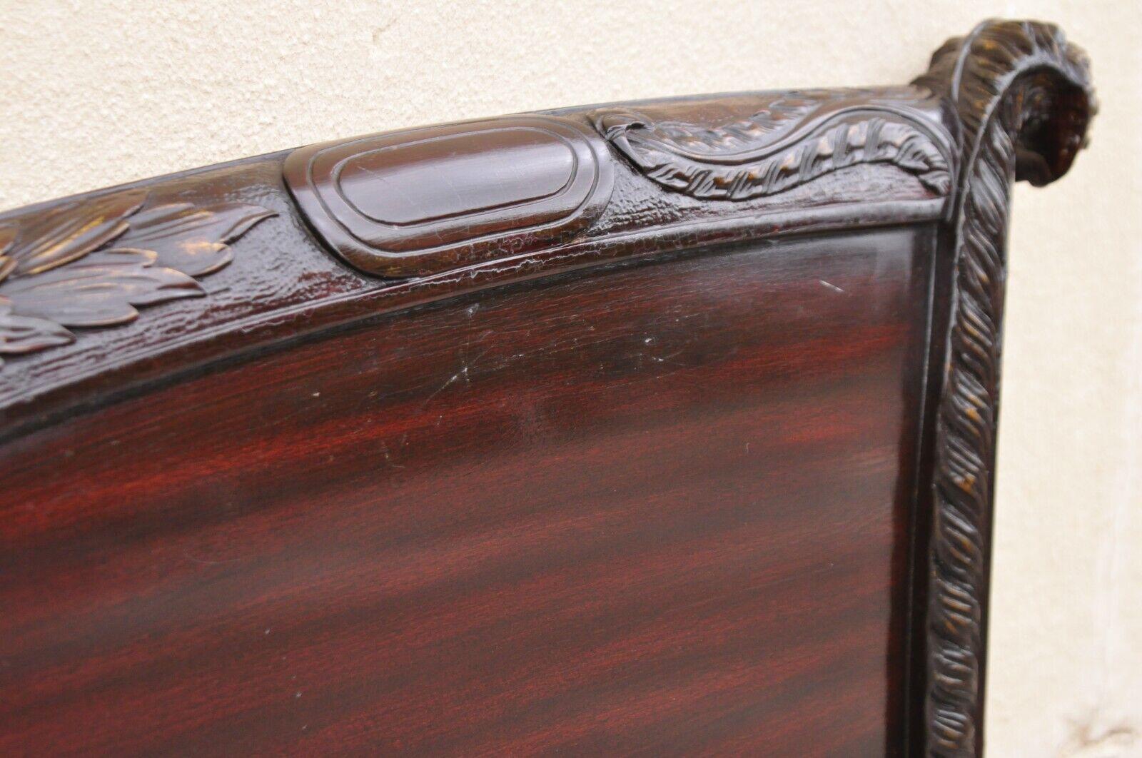 Mahogany Carved Plume Feather Prince of Wales King Size Bed Headboard 3
