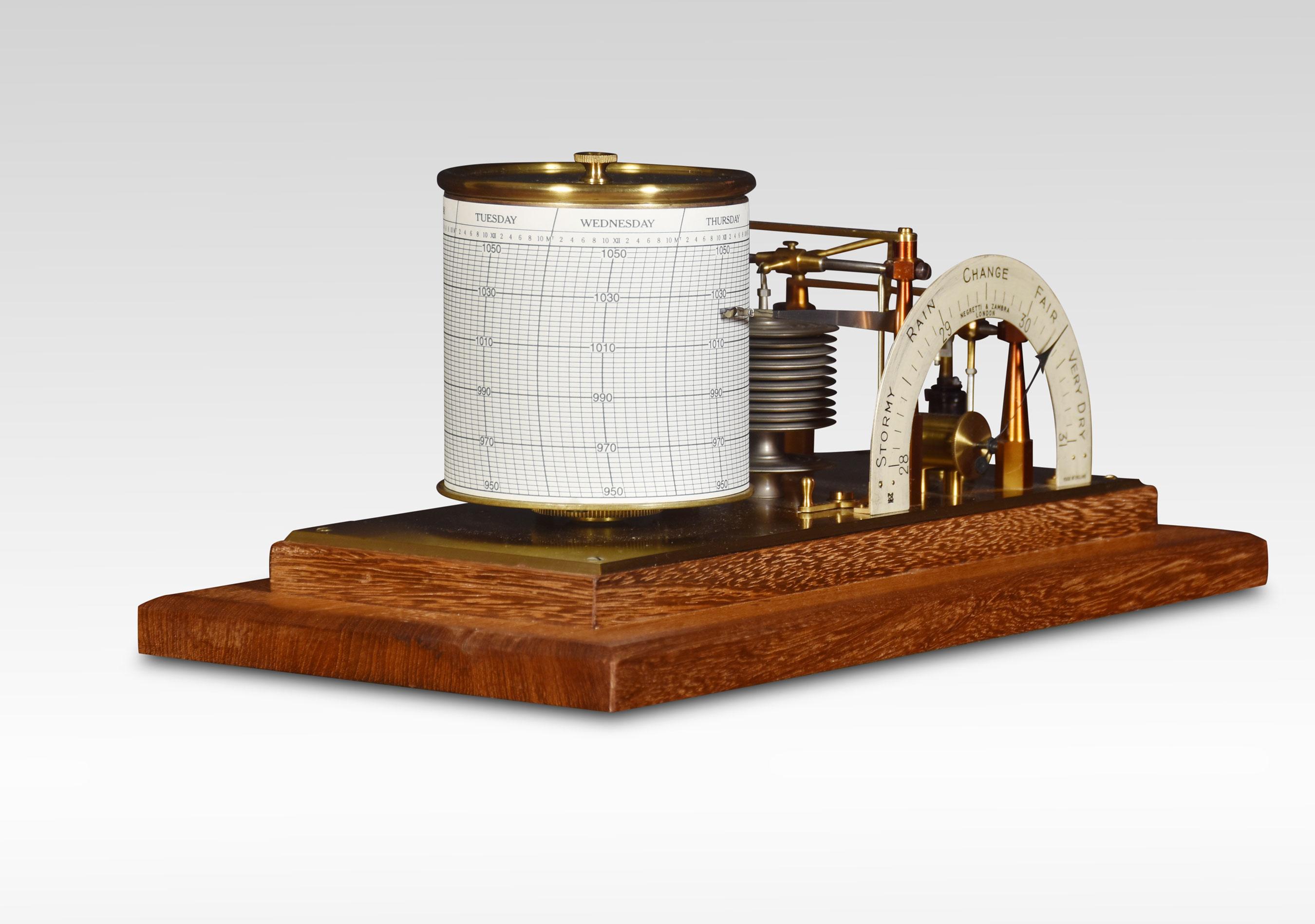 British Mahogany Cased Barograph and Barometer by Negretti & Zambra For Sale