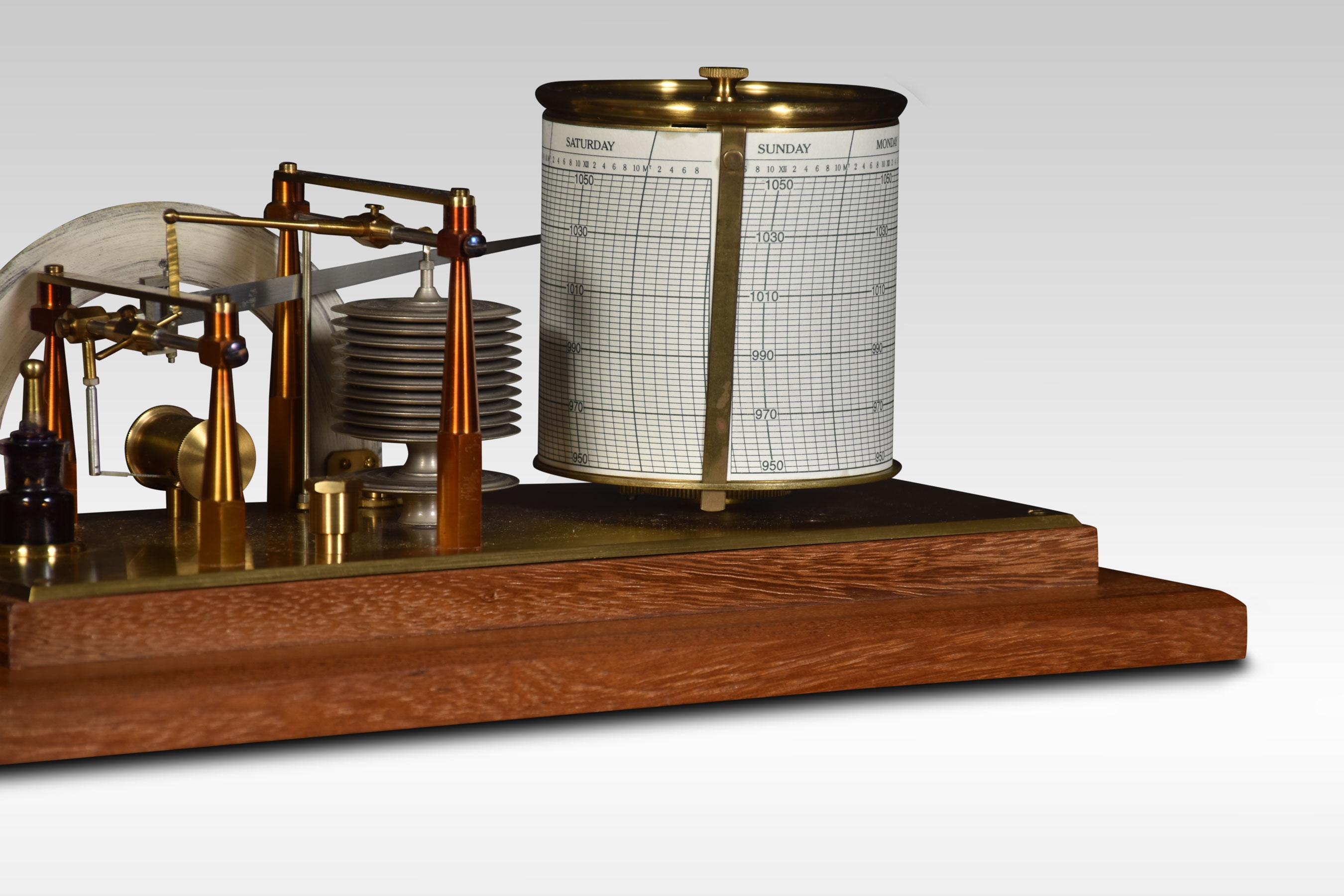 Brass Mahogany Cased Barograph and Barometer by Negretti & Zambra For Sale