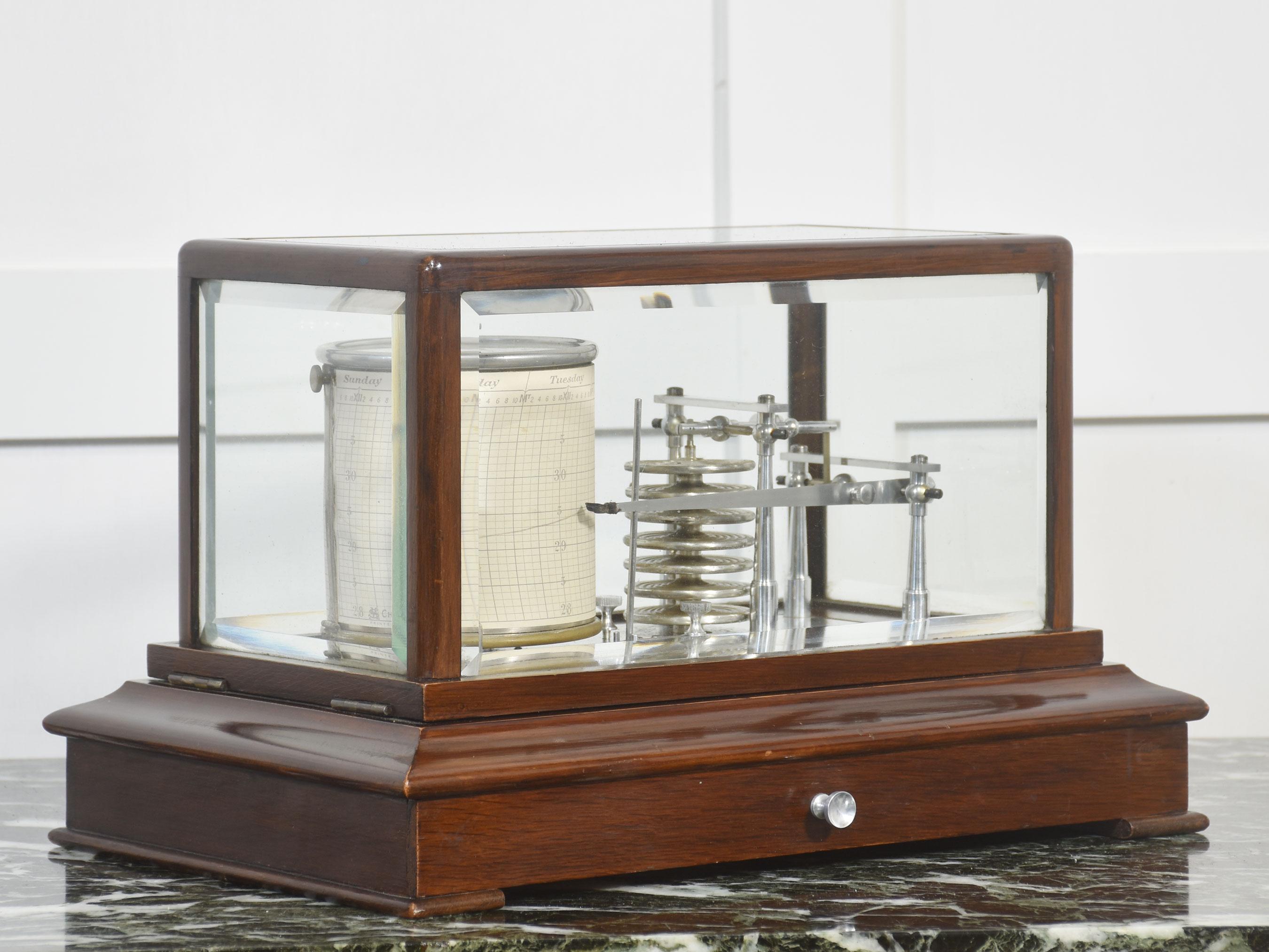 Barographe avec boîtier en acajou en vente 6