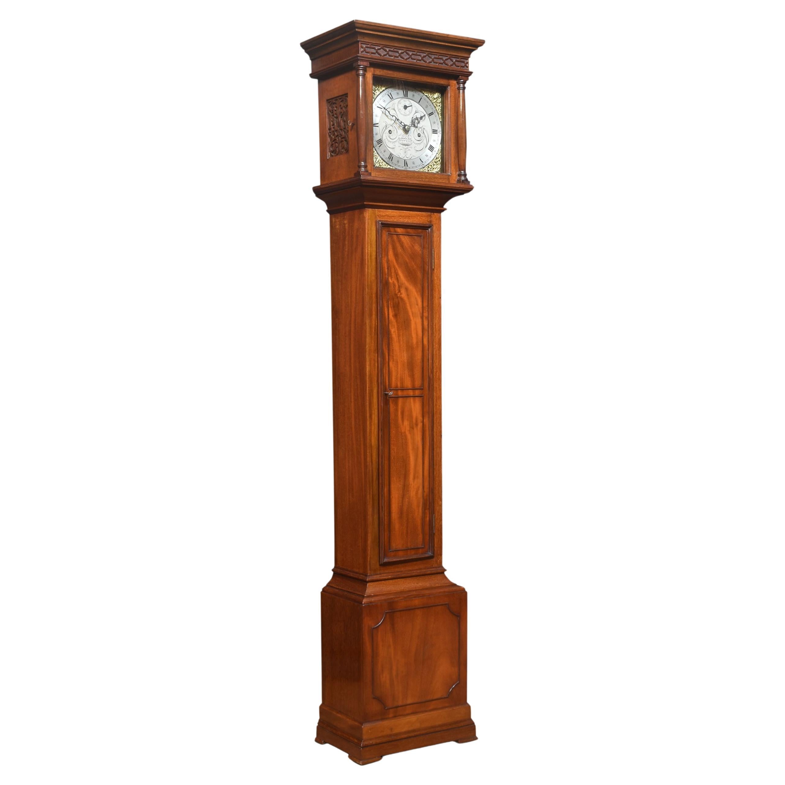Mahogany Cased Eight Day Grandmother Clock For Sale