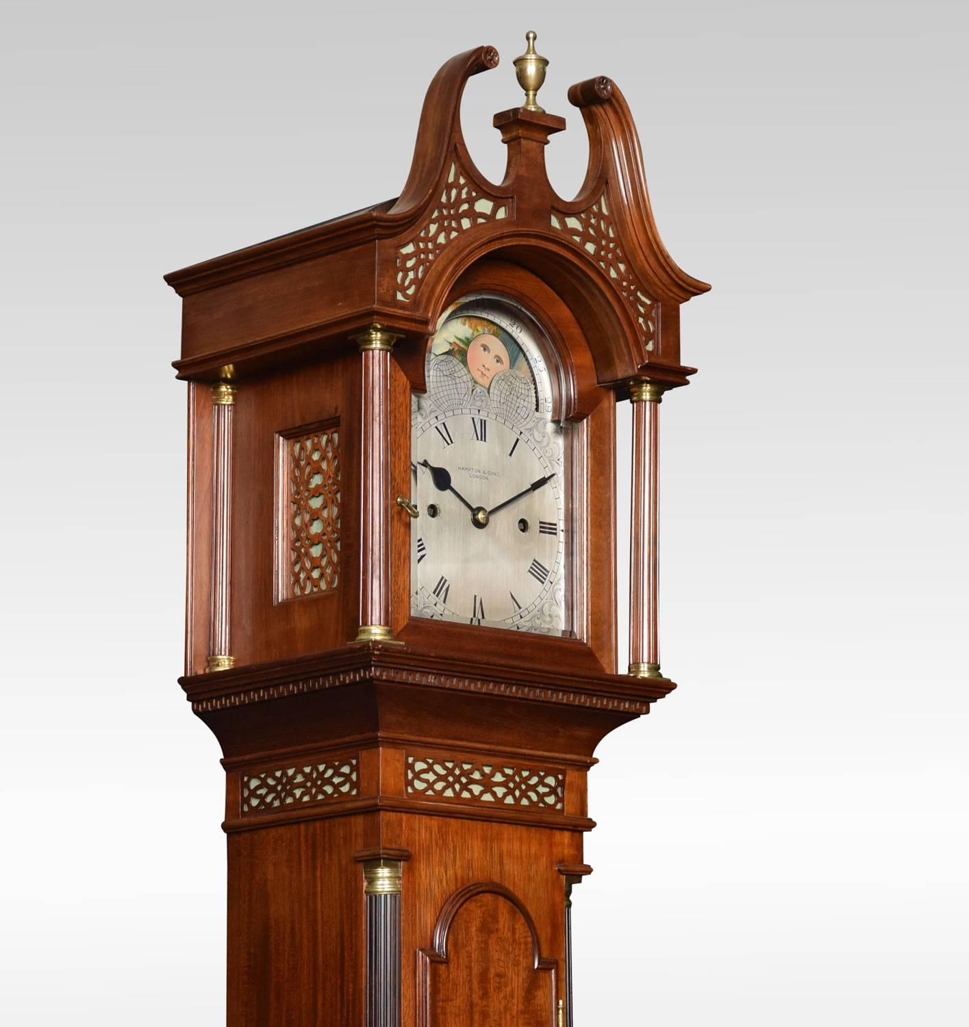 20th Century Mahogany Cased Grandmother Clock by Hampton & Son Pall Mall