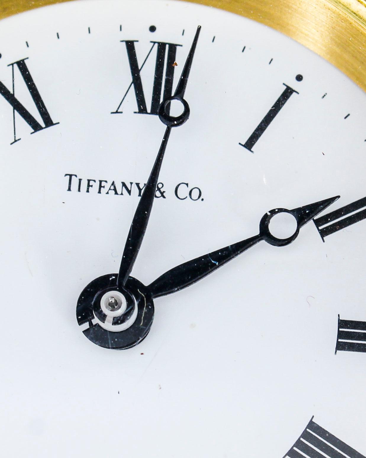 Brass Mahogany Cased Mahogany Travel Clock by Tiffany & Co, Mid-20th Century