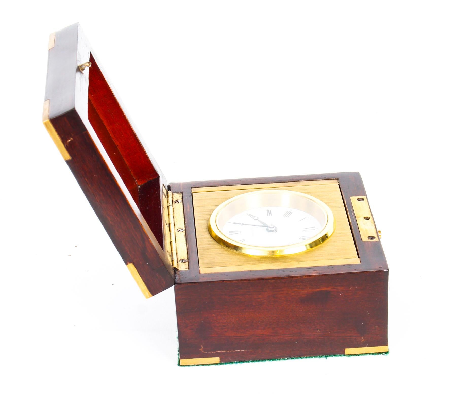 Mahogany Cased Mahogany Travel Clock by Tiffany & Co, Mid-20th Century 1