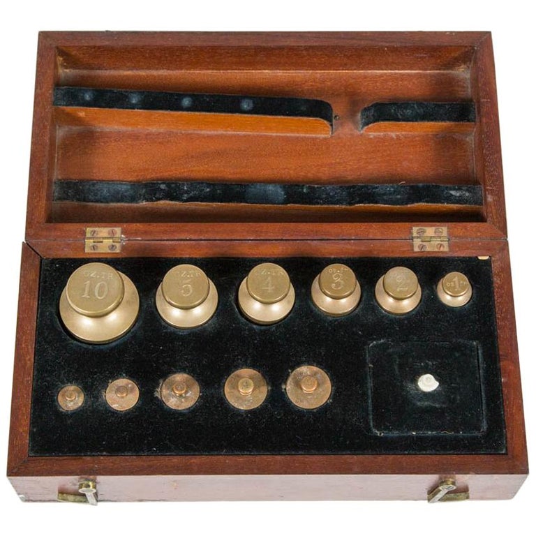 Mahogany Cased Set of 20 Standard Troy Ounce Weights, Dated 1890 For ...