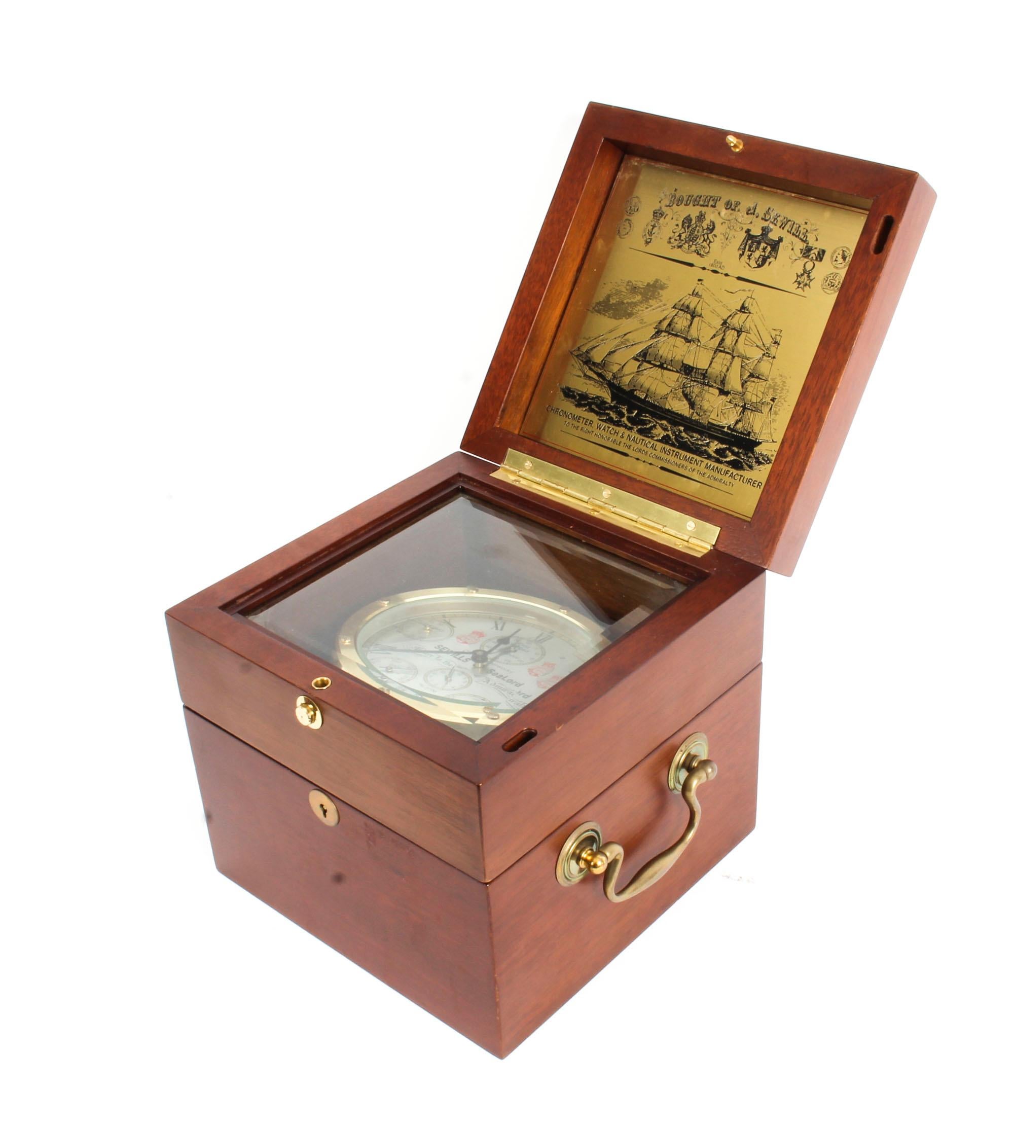 Mahogany Cased Sewills Sealord Nelson Chronometer Compendium, 20th Century 4