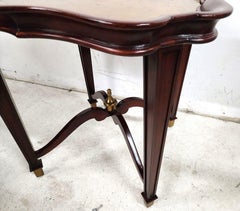 Mahogany Center Side Table Brass Pie Crust Top by JD Young & Sons
