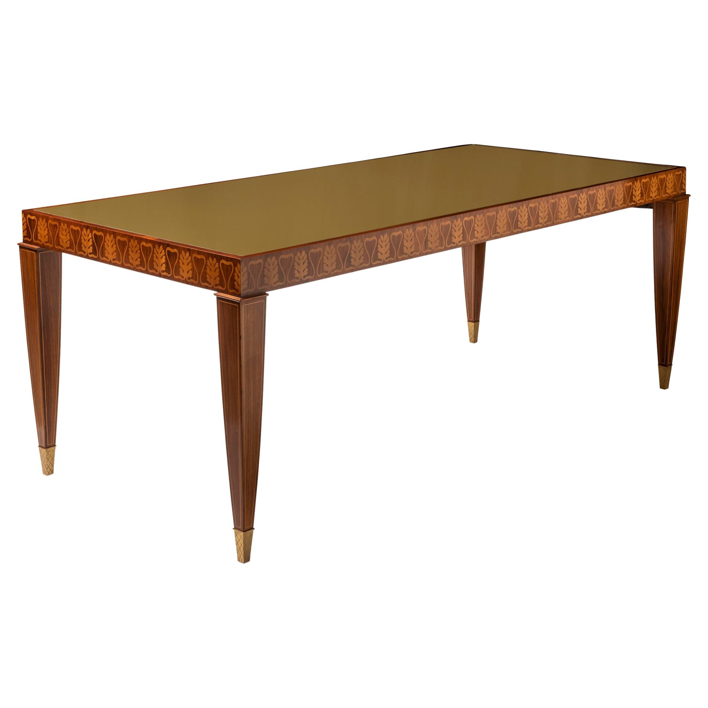 Mesa de centro de caoba de Paolo Buffa con decoración de marquetería, Italia, hacia 1940