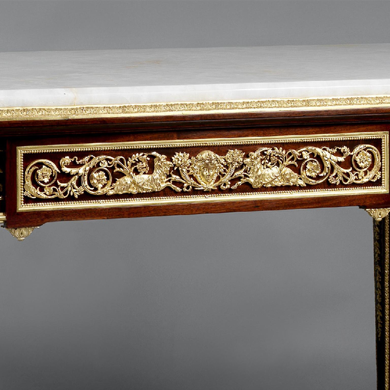 Gilt Mahogany Centre Table with an Onyx Marble-Top by François Linke, French For Sale