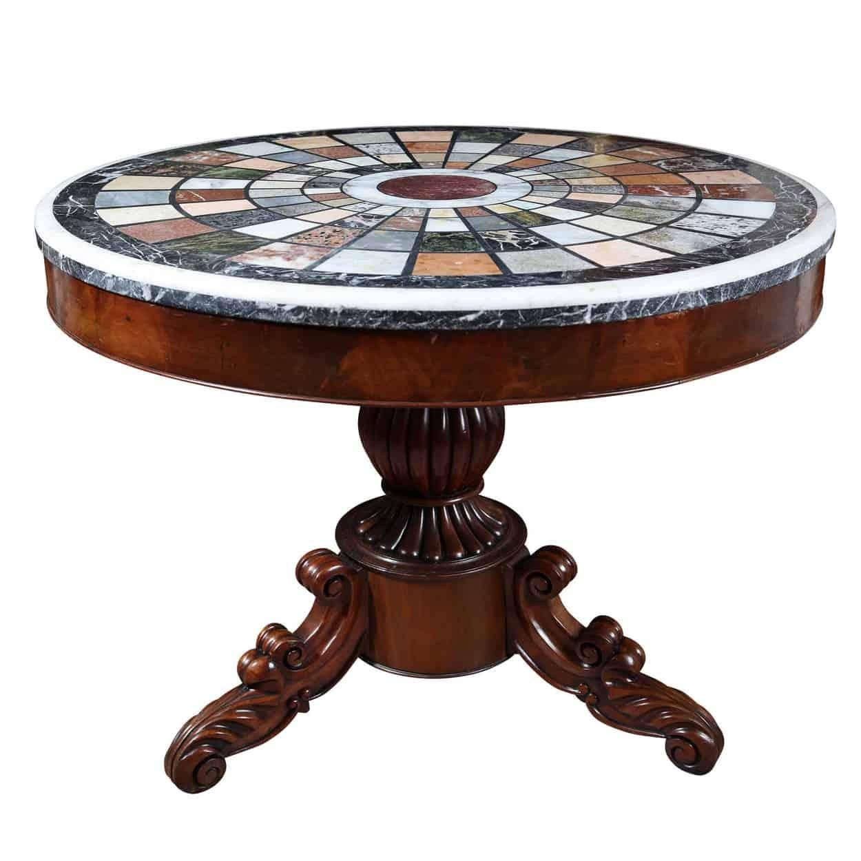 French Mahogany Centre Table With Specimen Marble Top