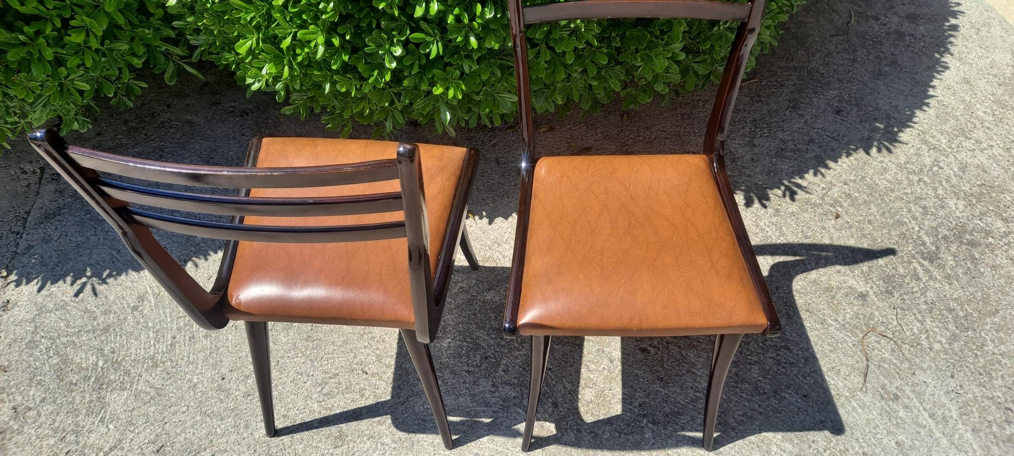 Wood Mahogany Chairs in Style of Gio Ponti For Sale