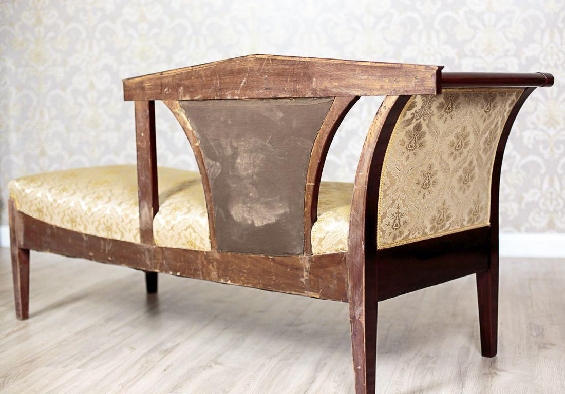 19th Century Chaise Longue, Neo-Empire Style with yellow fabric, brass details For Sale 2