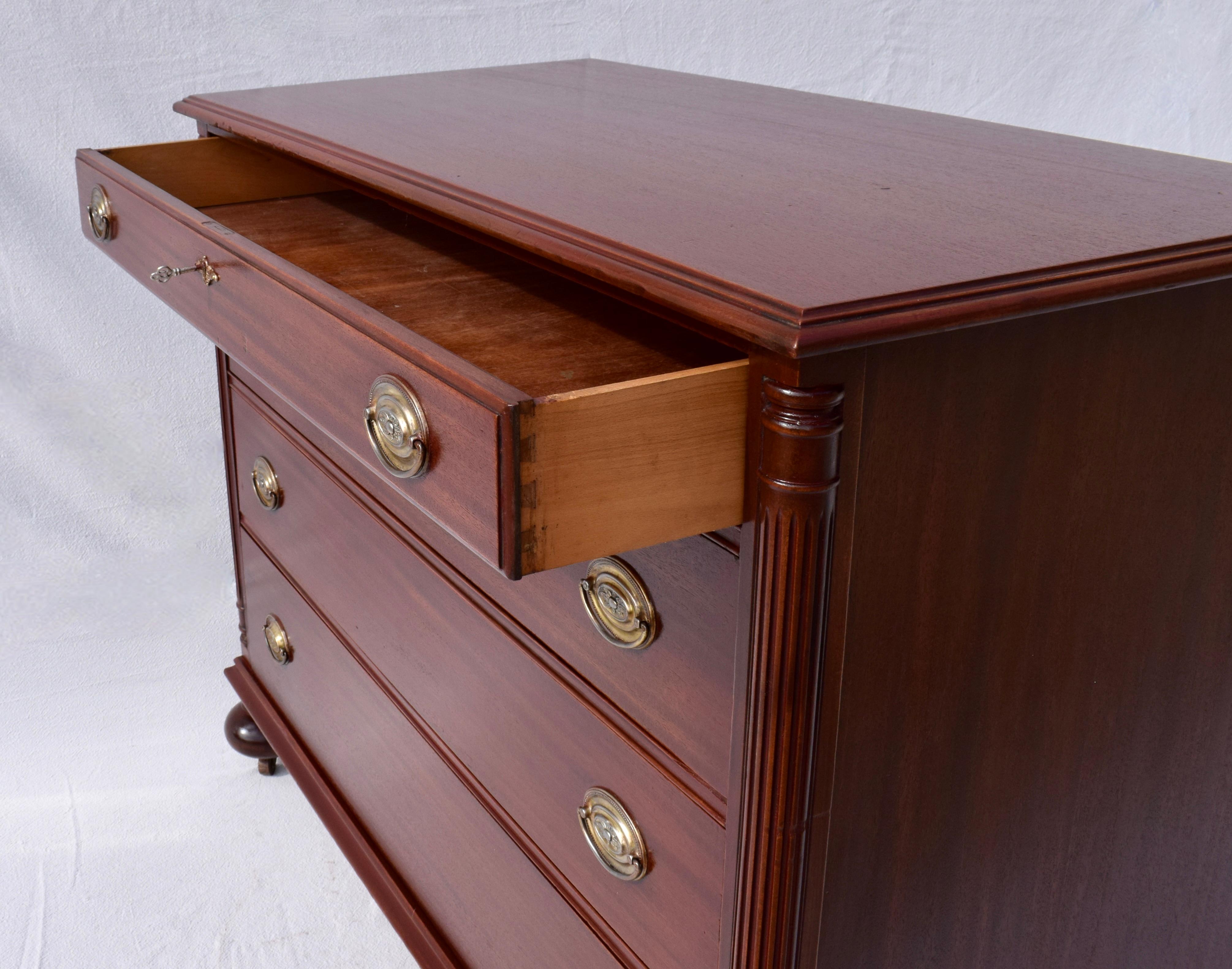 Mahogany Chest of Drawers With Cannonball Feet 4
