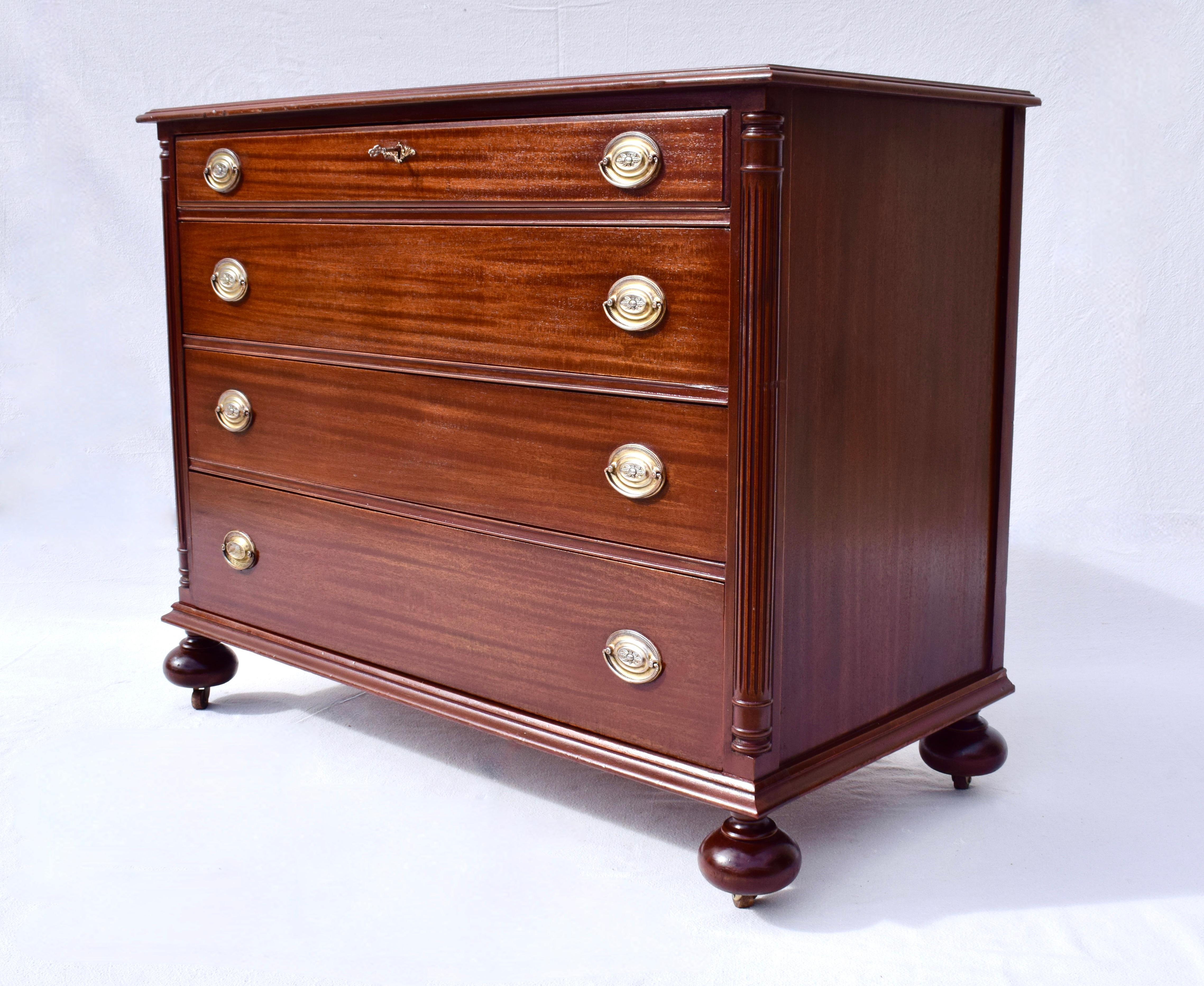 Mahogany Chest of Drawers With Cannonball Feet In Good Condition In Southampton, NJ