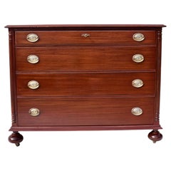 Vintage Mahogany Chest of Drawers With Cannonball Feet
