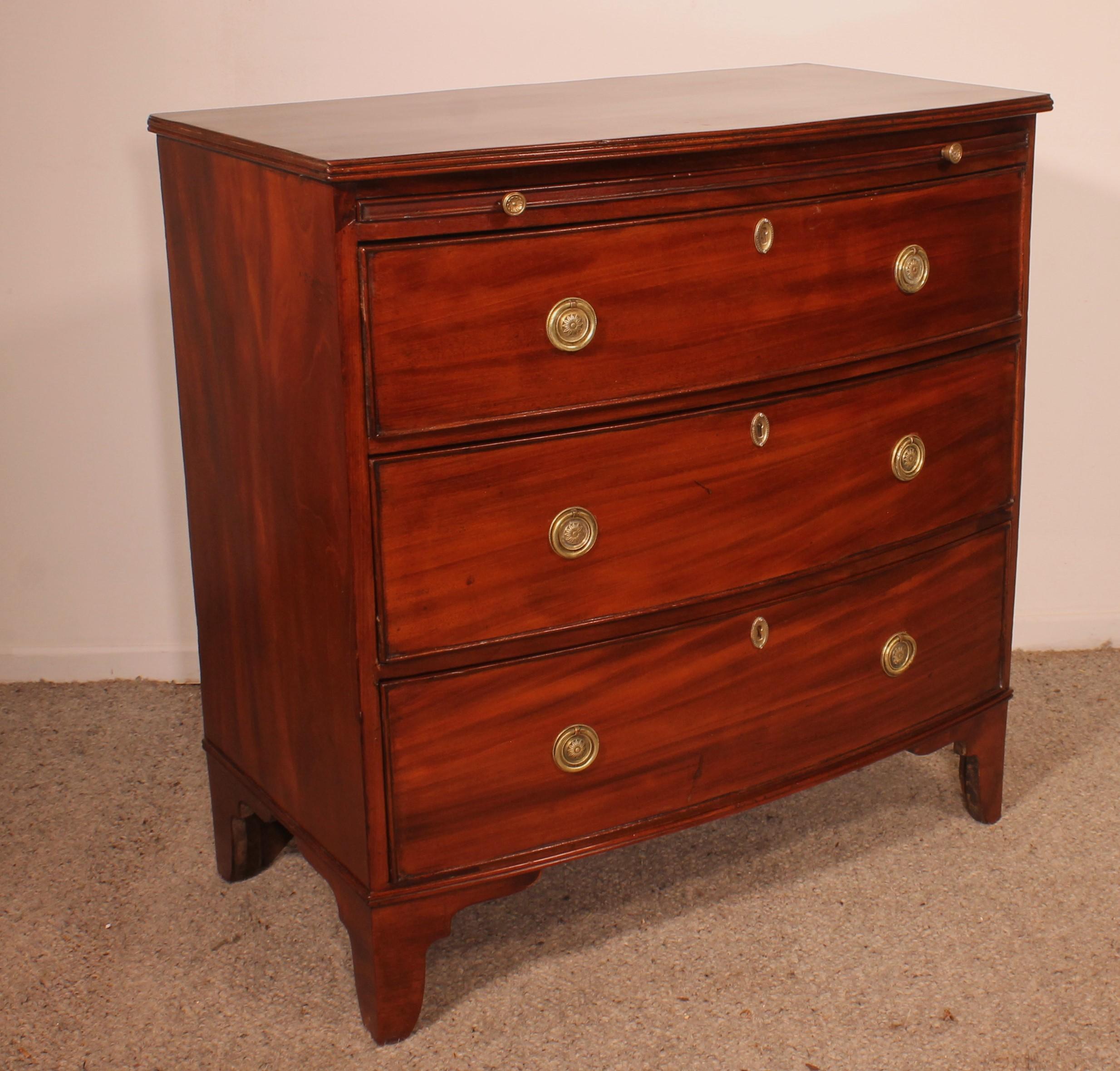 British Mahogany Chest Of Drawers With Writing Table Circa 1800 For Sale