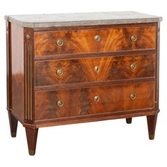 Mahogany Chest of Three Drawers with Marble Top, Sweden circa 1820-40