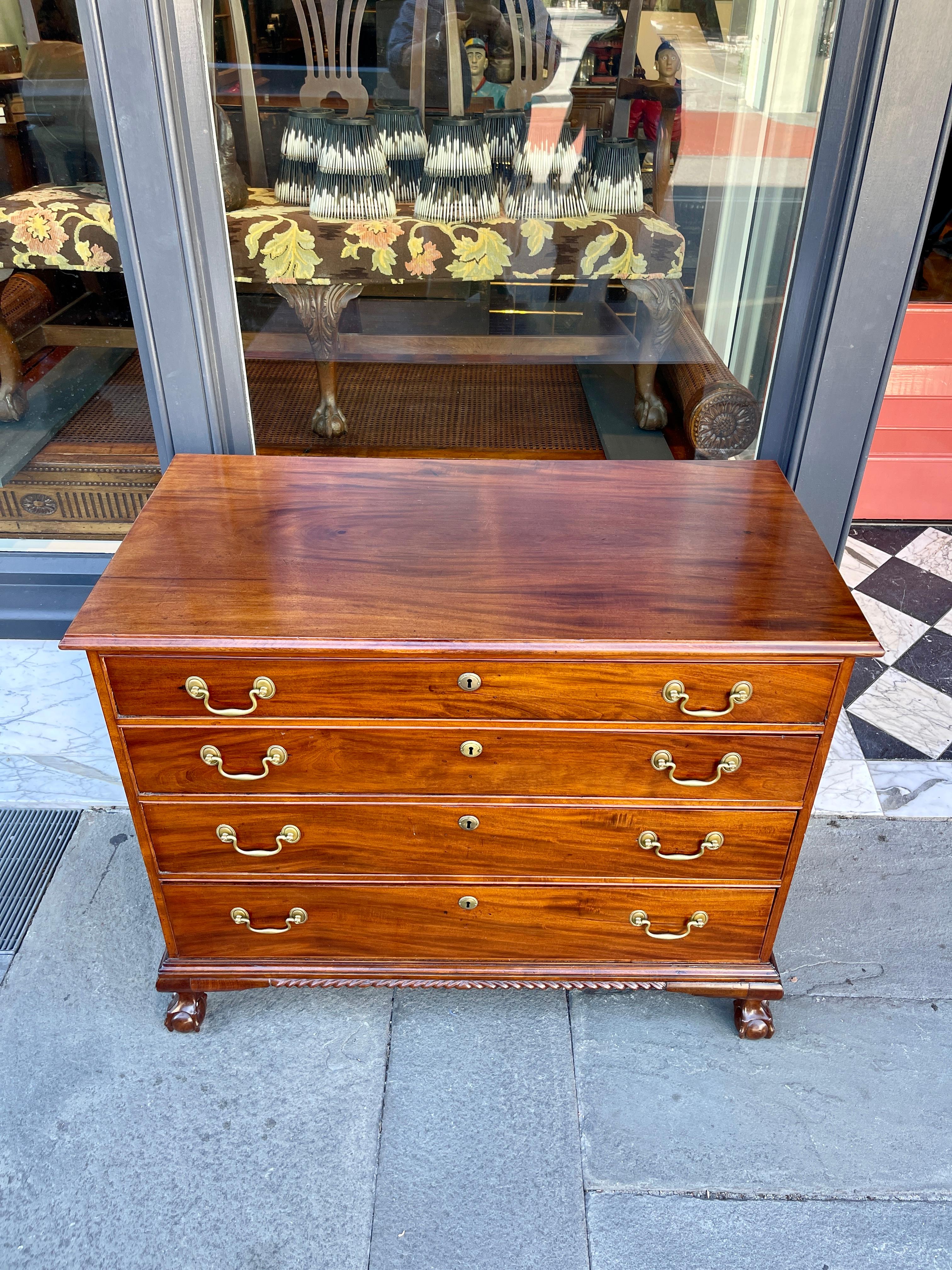 American NY Chippendale ball and claw foot chest with pine secondary 