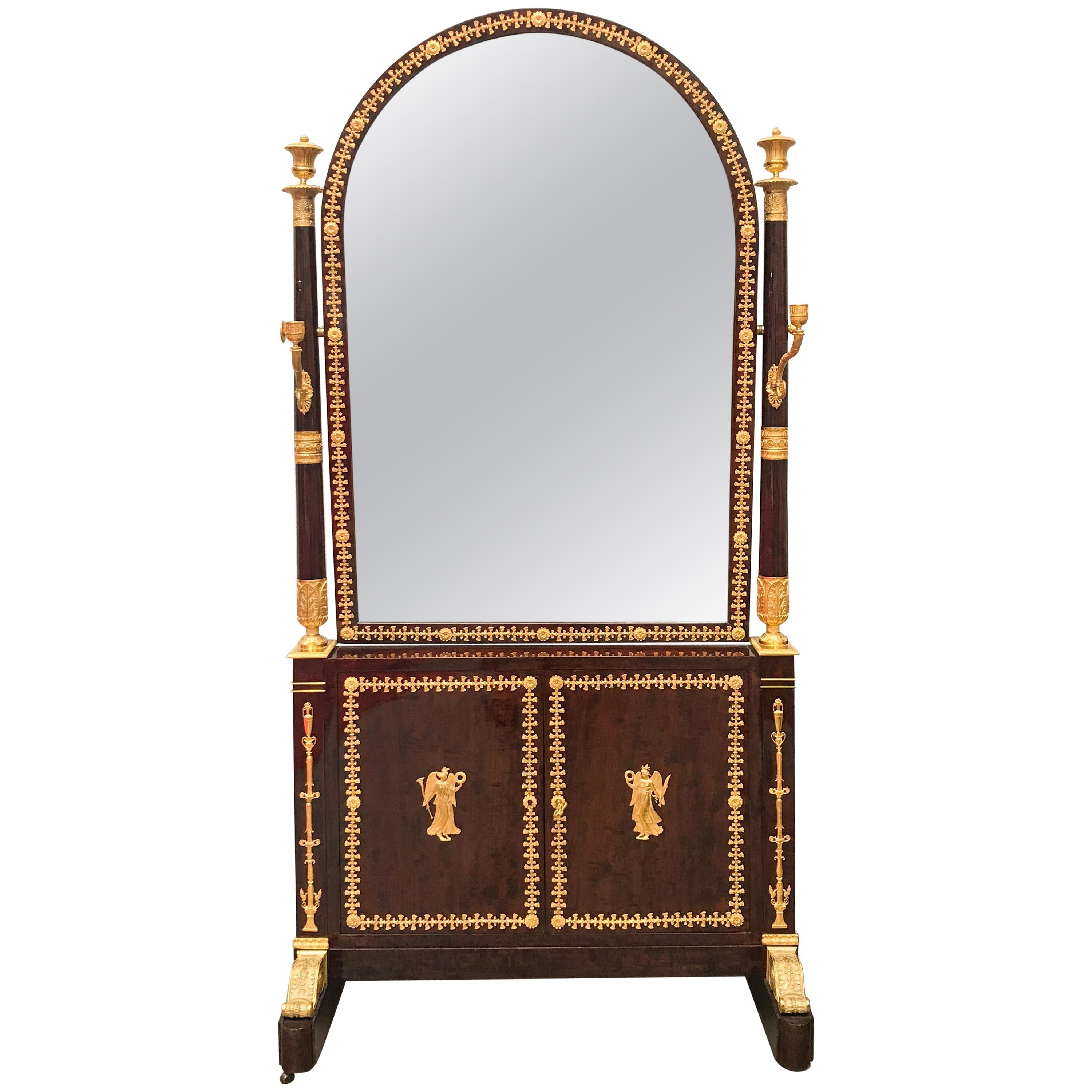 Mahogany Cheval Dressing Mirror Attributed to Georges Jacob For Sale