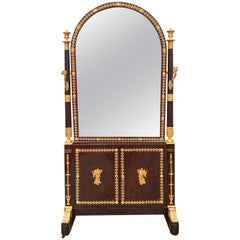 Antique Mahogany Cheval Dressing Mirror Attributed to Georges Jacob
