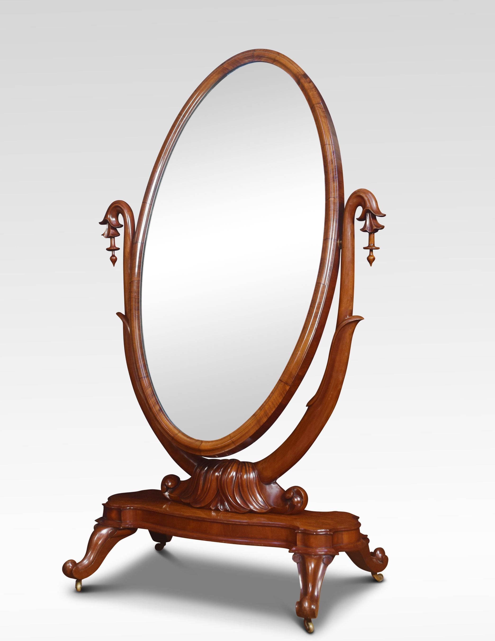 British Mahogany Cheval Mirror For Sale