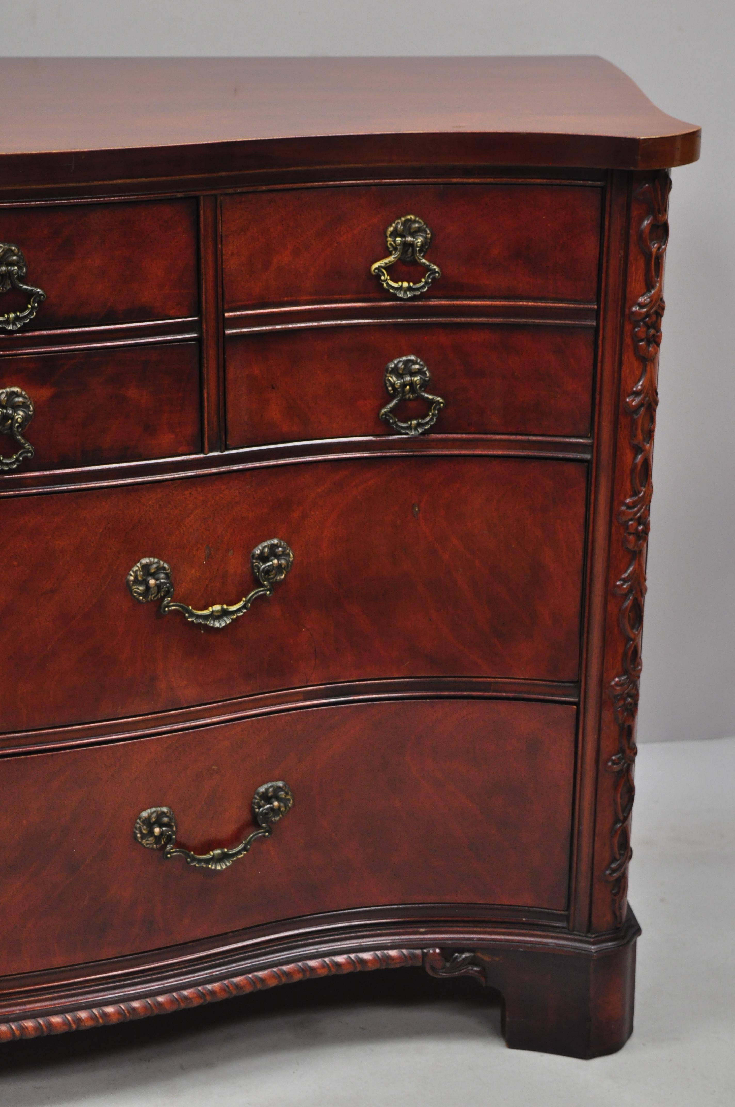 20th Century Mahogany Chinese Chippendale Serpentine Front 8-Drawer Long Dresser by Century