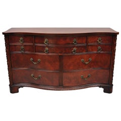 Mahogany Chinese Chippendale Serpentine Front 8-Drawer Long Dresser by Century