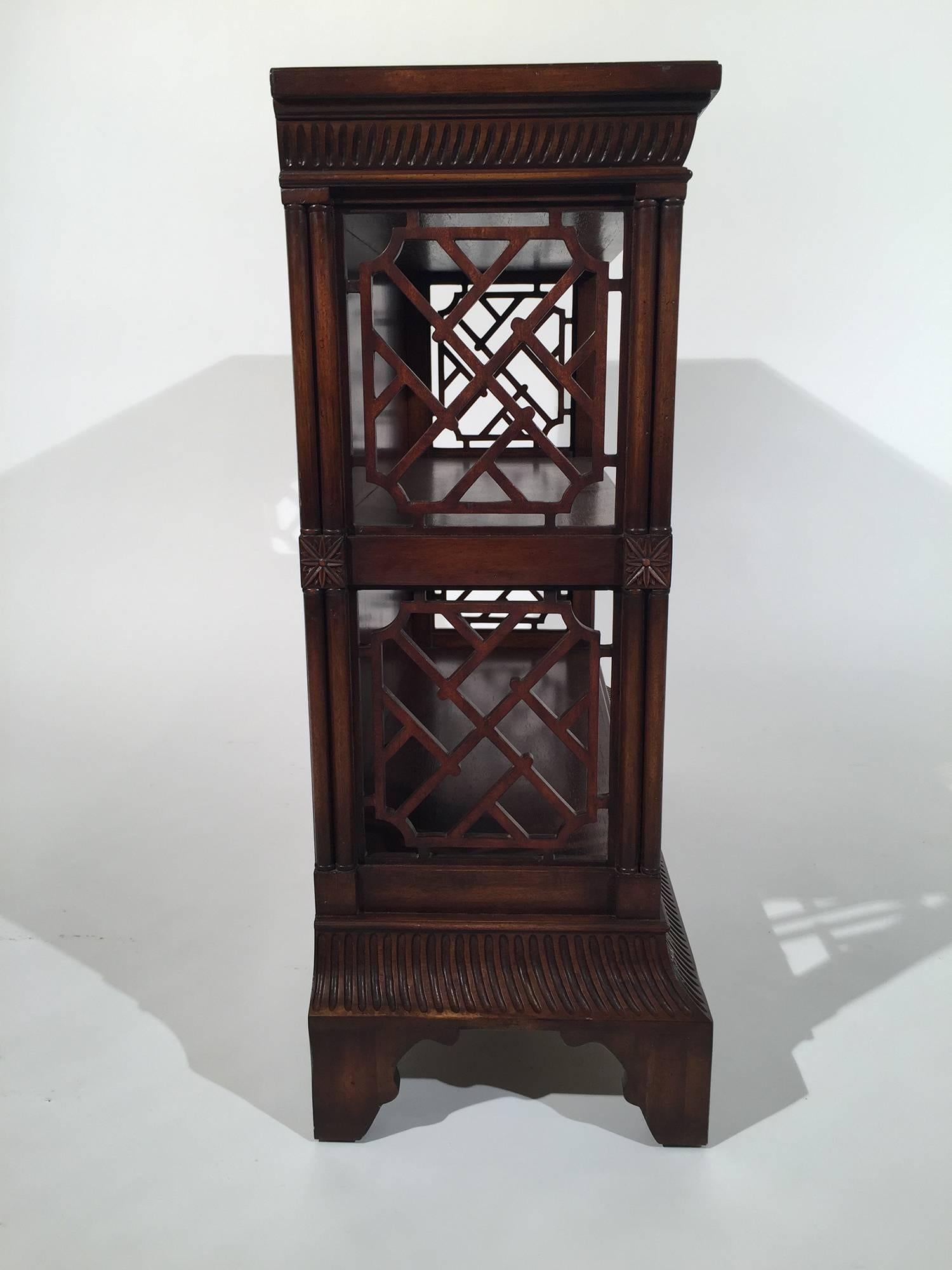 American Mahogany Chinese Chippendale Style Bookcase “Banks & Coldstone”