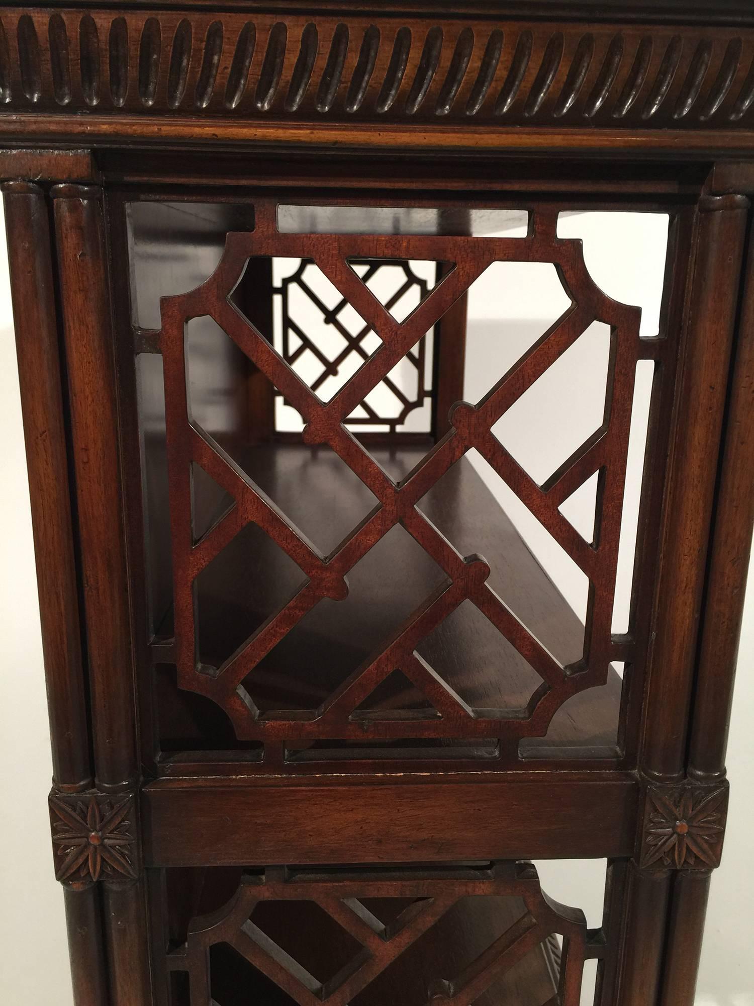 Mahogany Chinese Chippendale Style Bookcase “Banks & Coldstone” In Excellent Condition In Lambertville, NJ