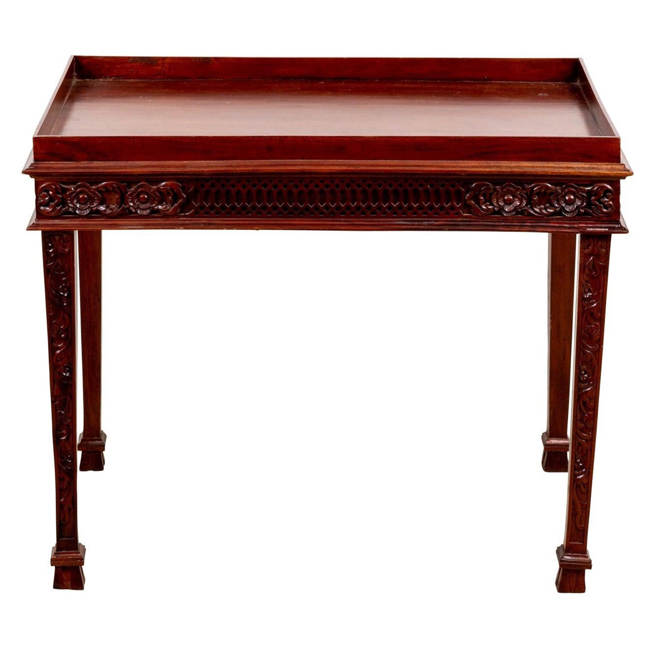 Mahogany Chinese Chippendale Tea Table For Sale
