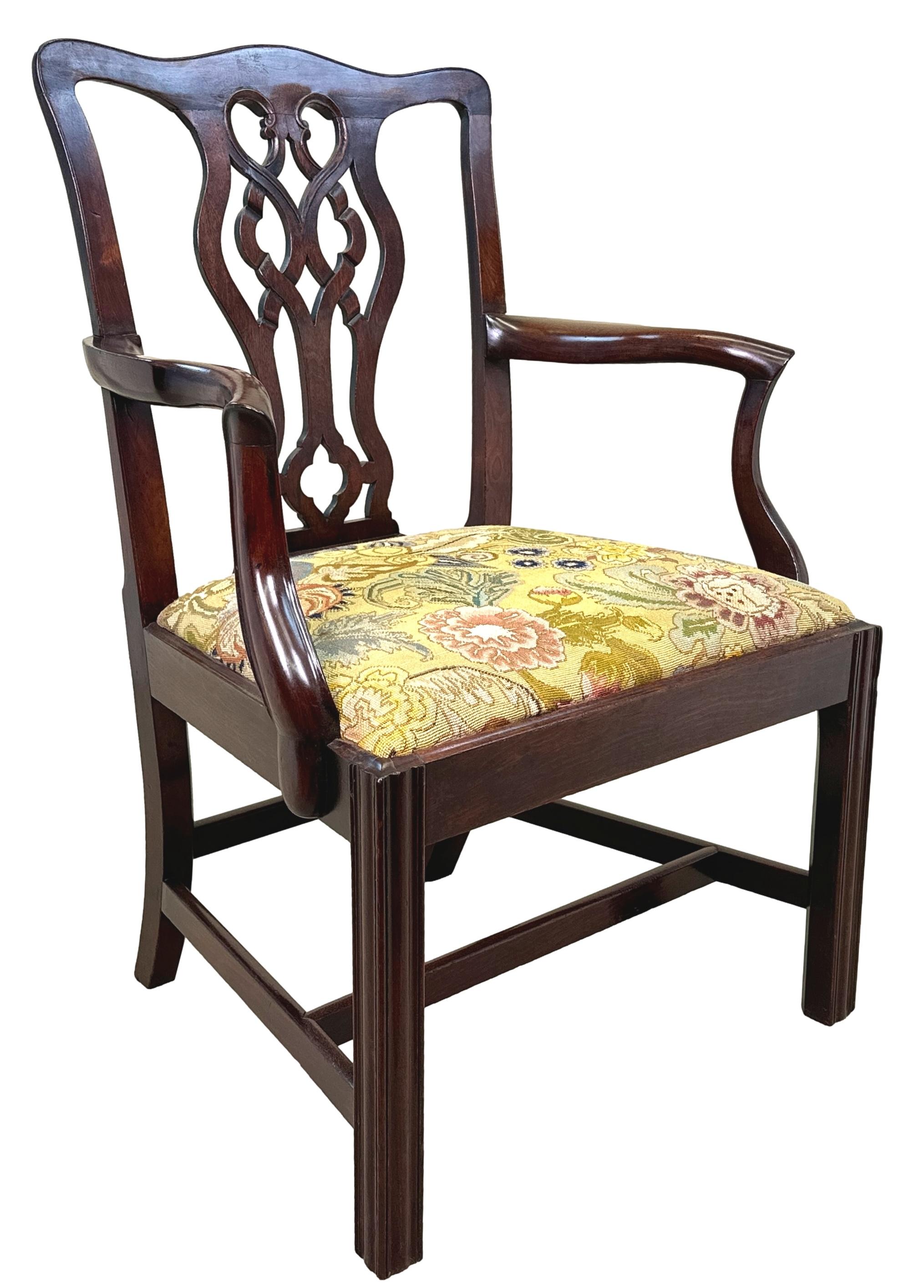 Fauteuil Chippendale en acajou du 18ème siècle en vente 1