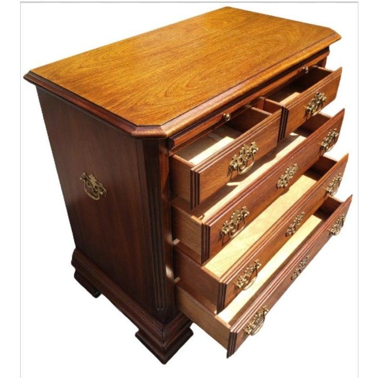 Mahogany Chippendale Bachelor Chest with Pull Out Tray Desk For Sale at