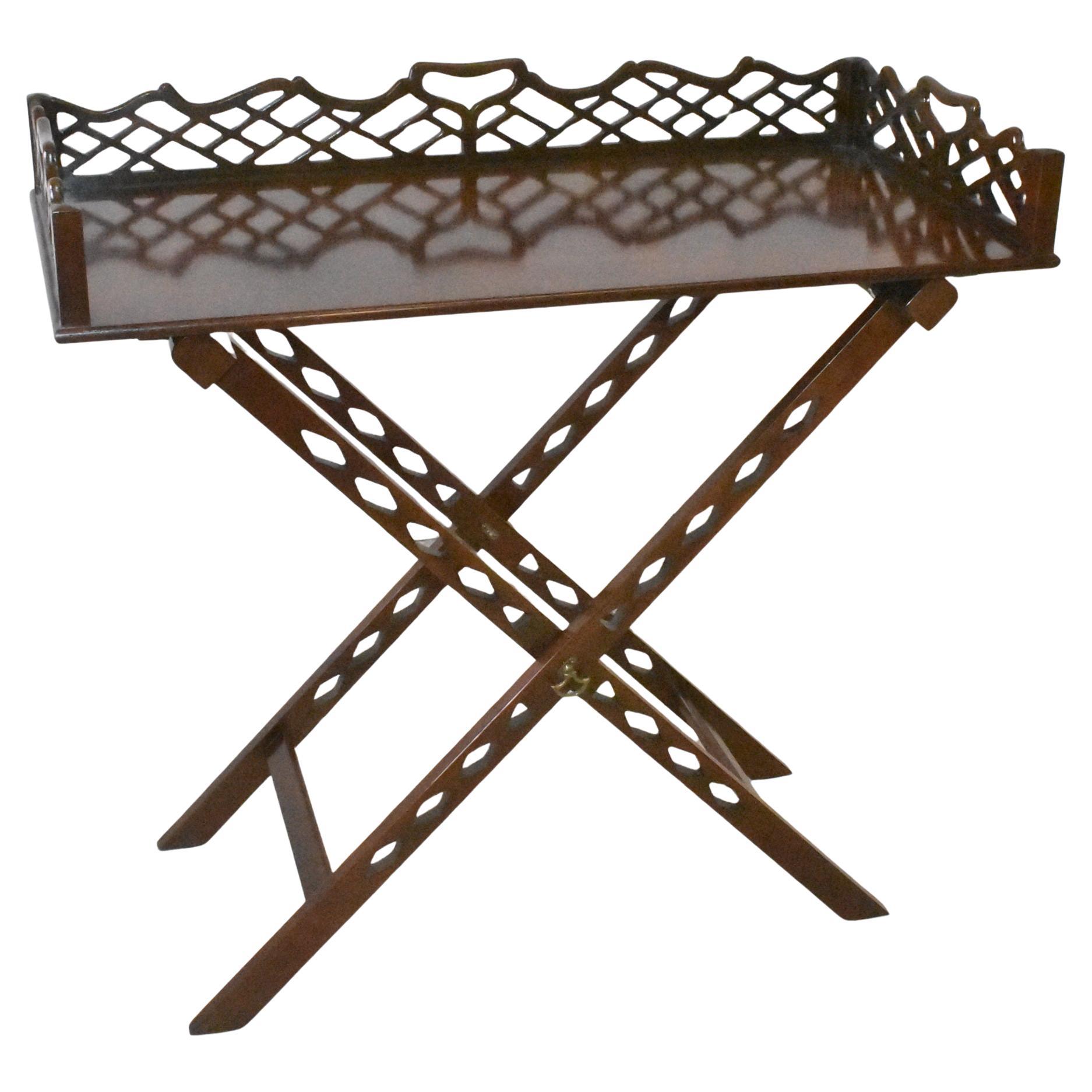 Mahogany Chippendale Butler's Serving Tray Table