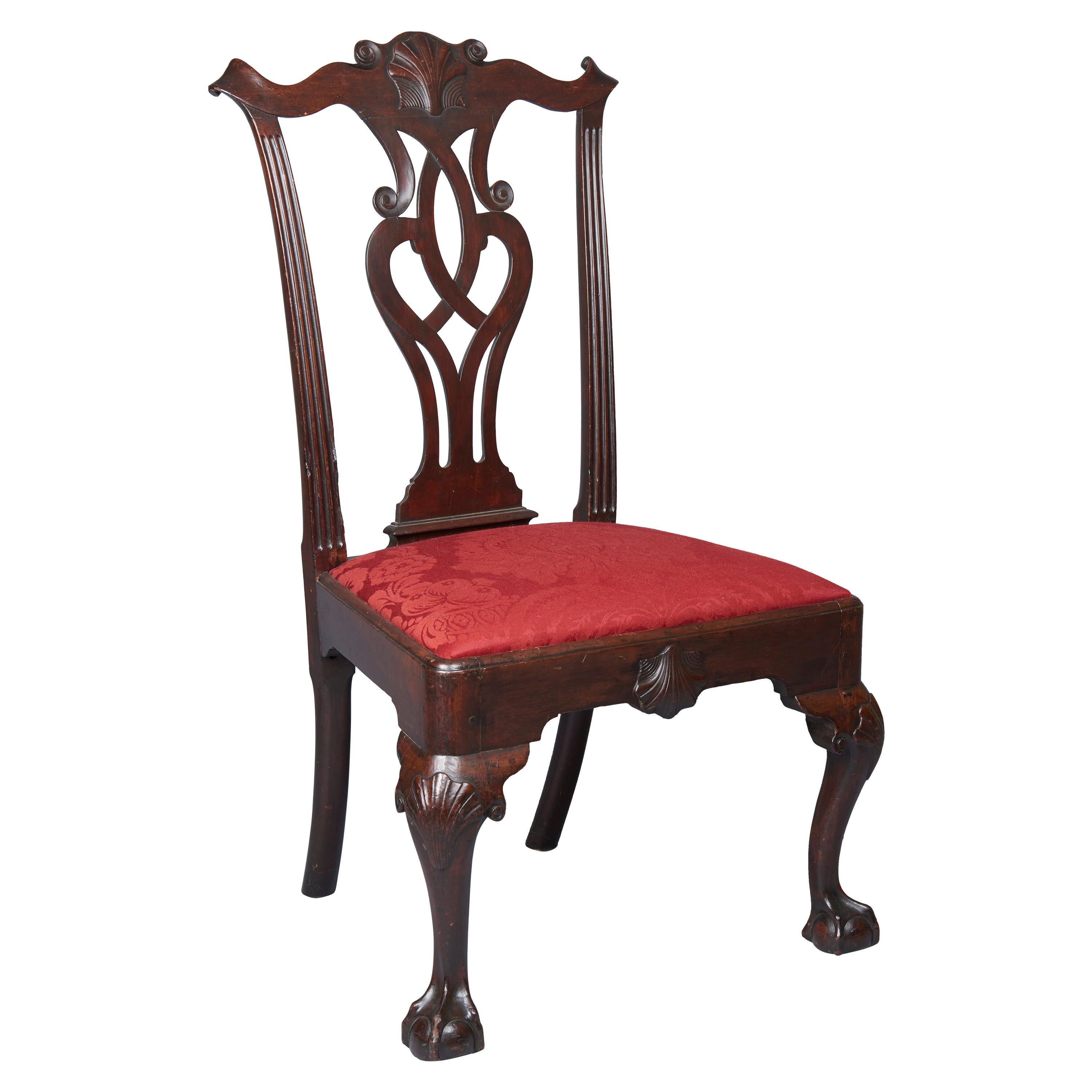 Mahogany Chippendale Carved Side Chair For Sale