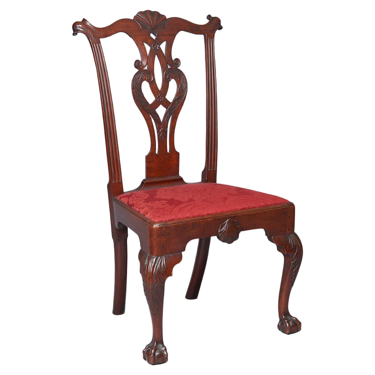 Mahogany Chippendale Carved Side Chair For Sale