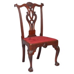 Antique Mahogany Chippendale Carved Side Chair