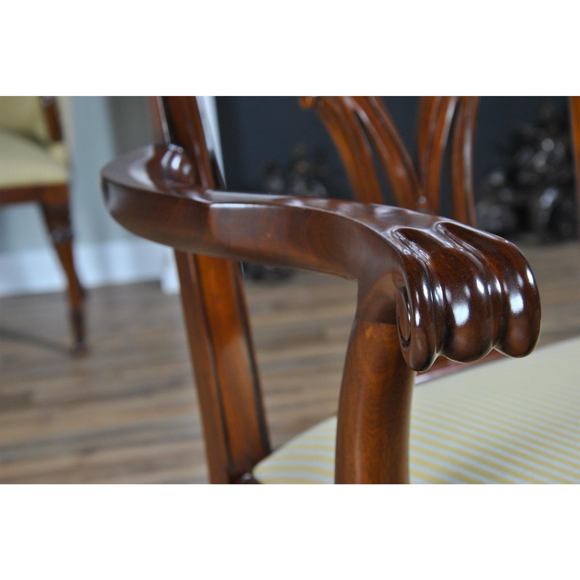 Contemporary Mahogany Chippendale Chairs, Set of 10 For Sale