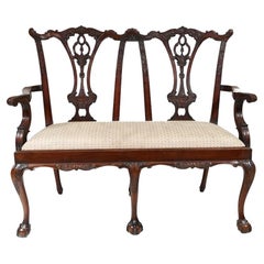 Silla Doble Chippendale de Caoba Asiento Settle