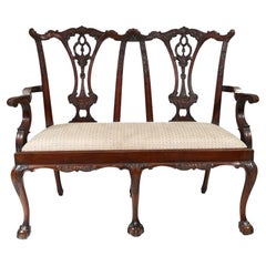 Fauteuil de banquette Chippendale double en acajou