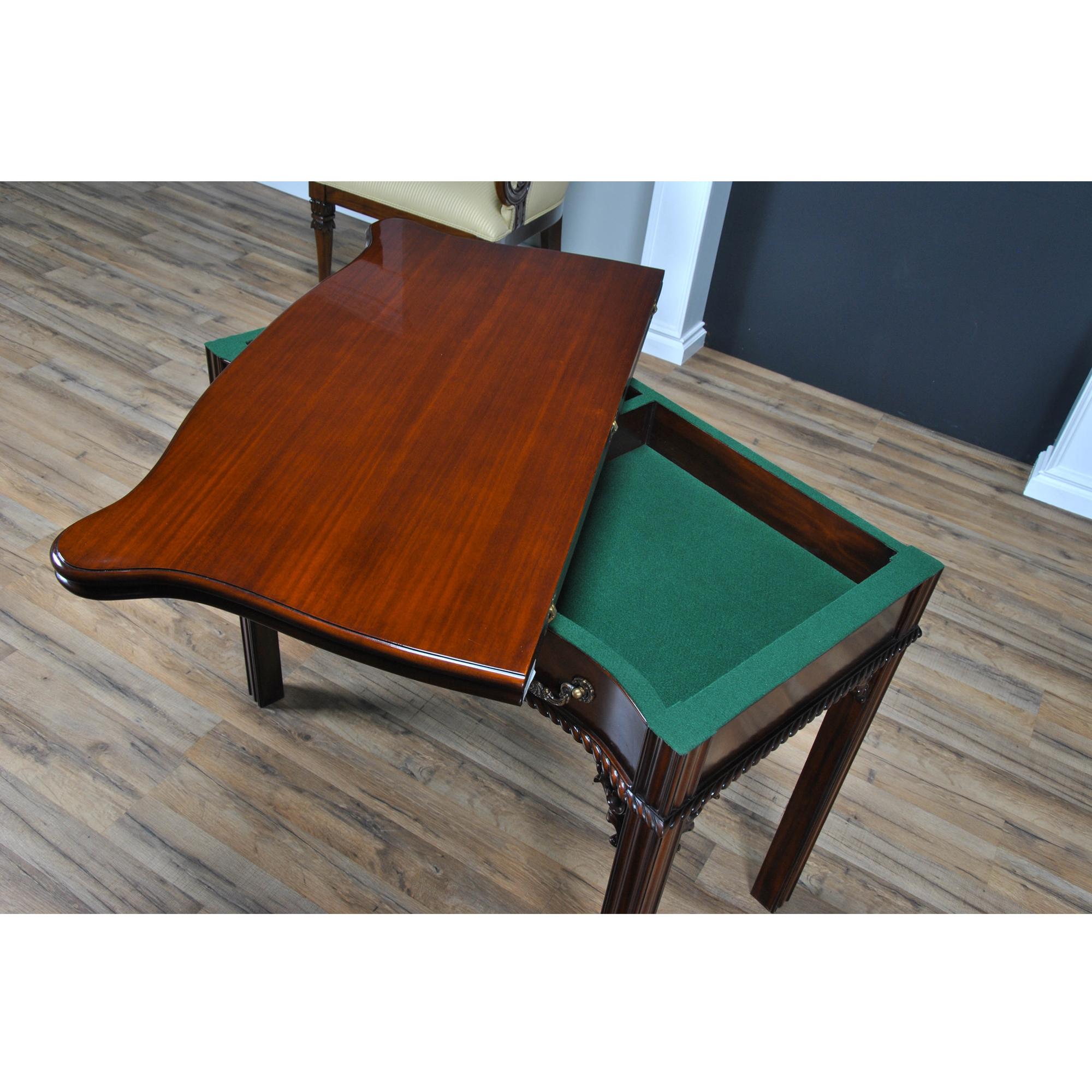 Hand-Carved Mahogany Chippendale Game Table  For Sale