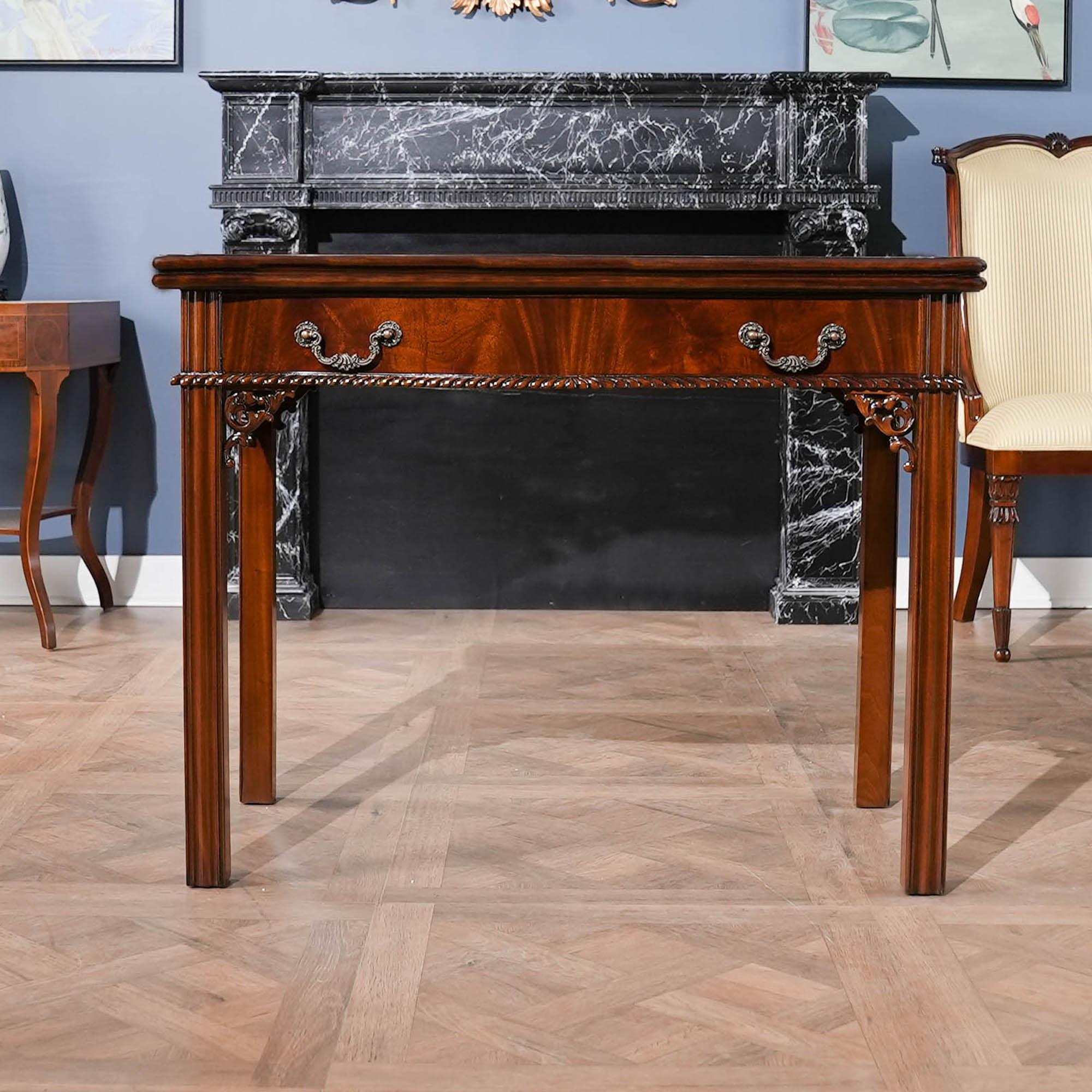 Hand-Carved Mahogany Chippendale Game Table For Sale