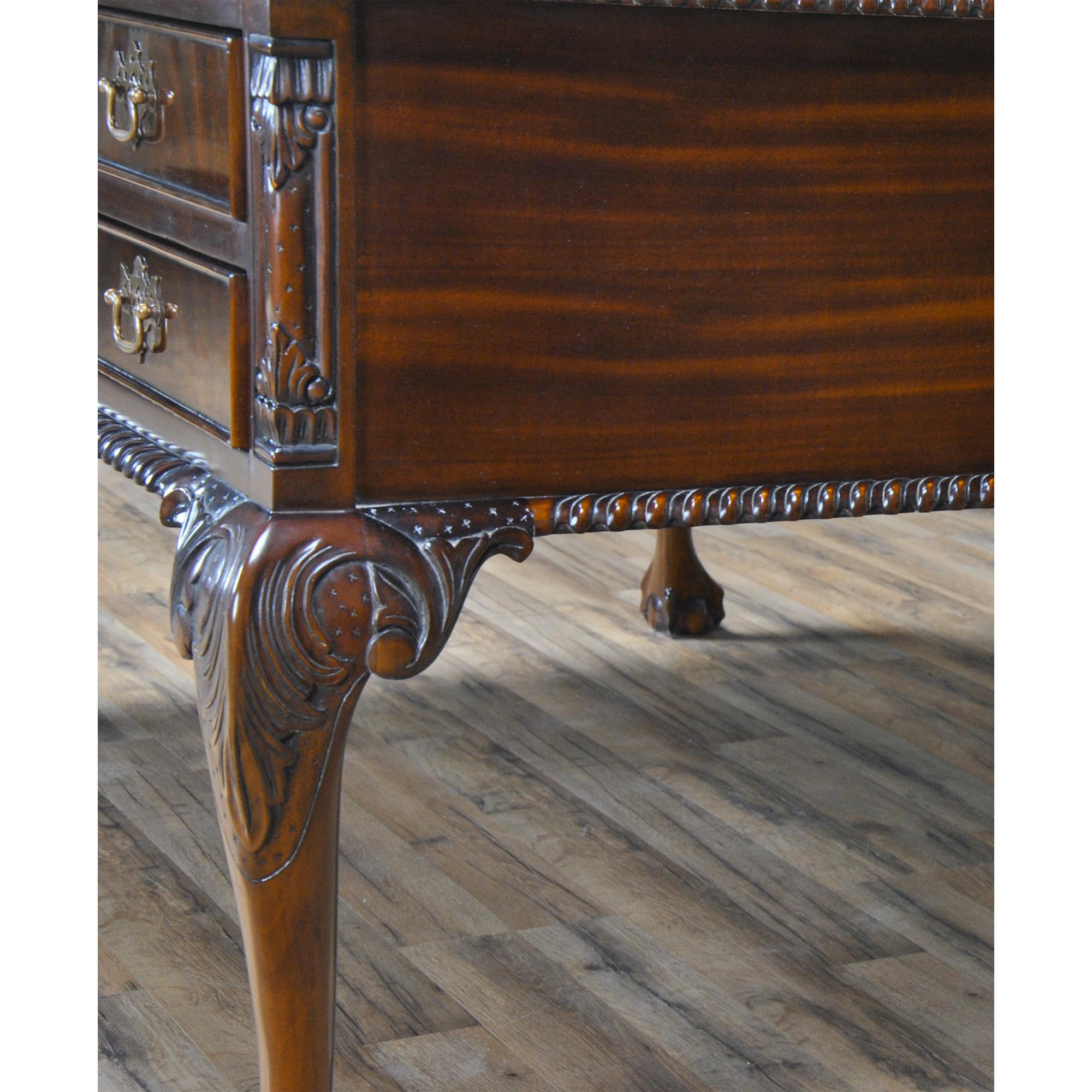 Contemporary Mahogany Chippendale Partner Desk For Sale