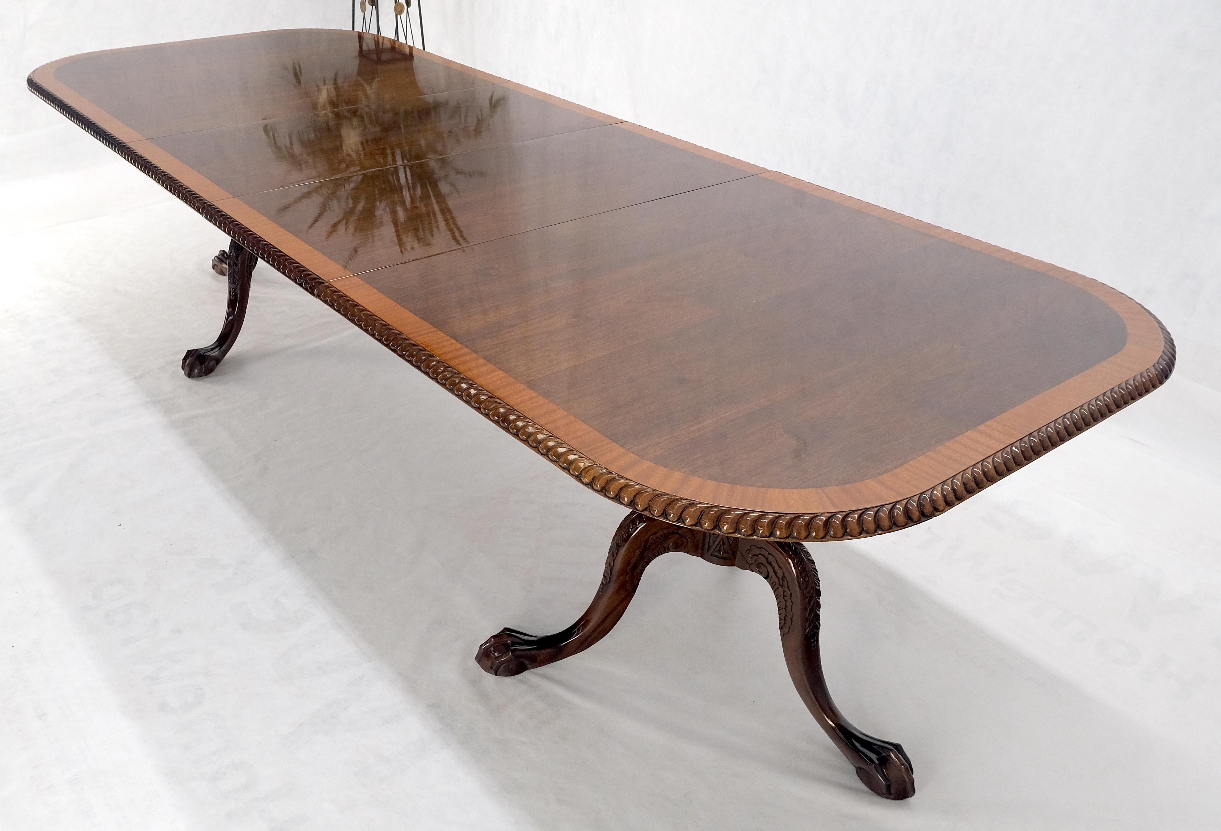 Mahogany Chippendale Rope Edge Two Leaves Ball & Claw Dining Table 8 Chairs MINT 5